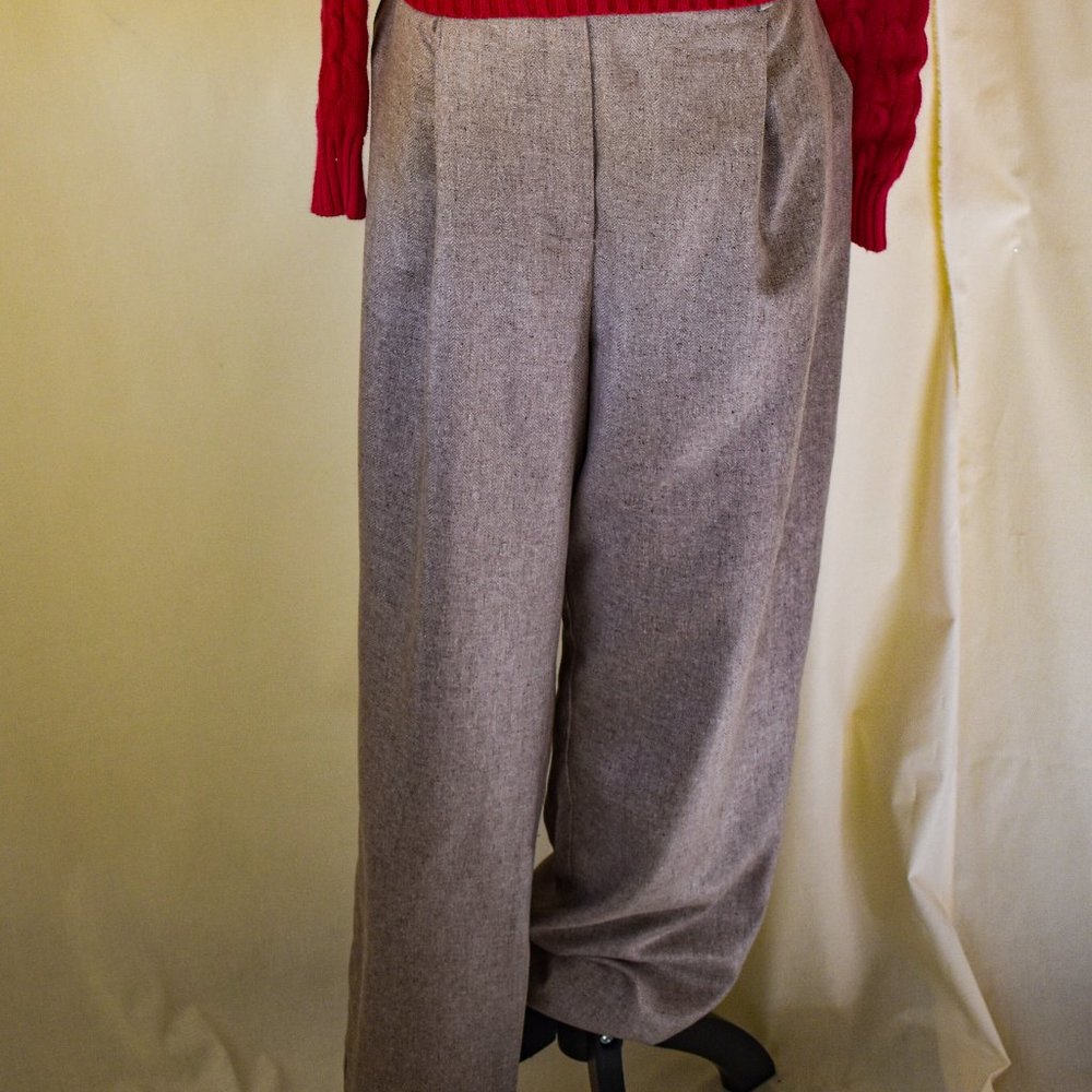 Light Tan Herringbone Wide-leg Trousers
